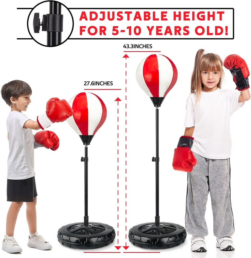 spring flower Big Punching Bag for Kids Included 2 Pack Boxing Gloves, Boxing Toys for Boys, Boxing Bag Sets with Height Adjustable Stand, for Boys & Girls Age 5 6 7 8 9 10 Years Old - Image 4